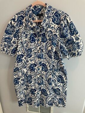 Charter Club Navy and White Floral Midi Dress